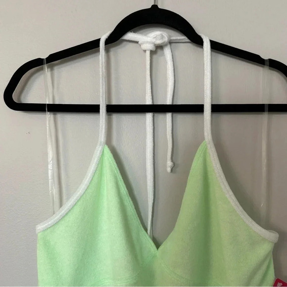 Xhilaration Juniors Neon Green Terry Cloth Halter Top Swim Dress Sz L (8-10) NWT - Picture 7 of 10